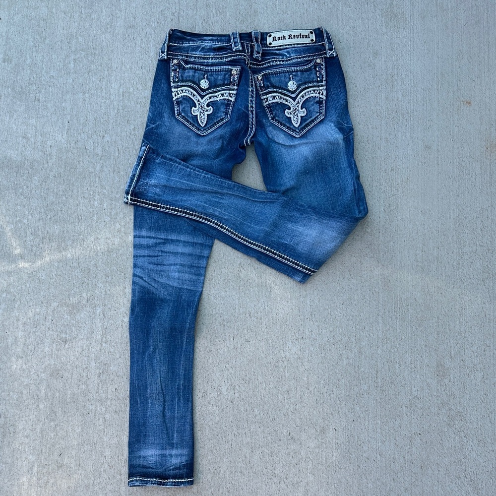 Rock Revival Dark Blue Denim with White Stitching